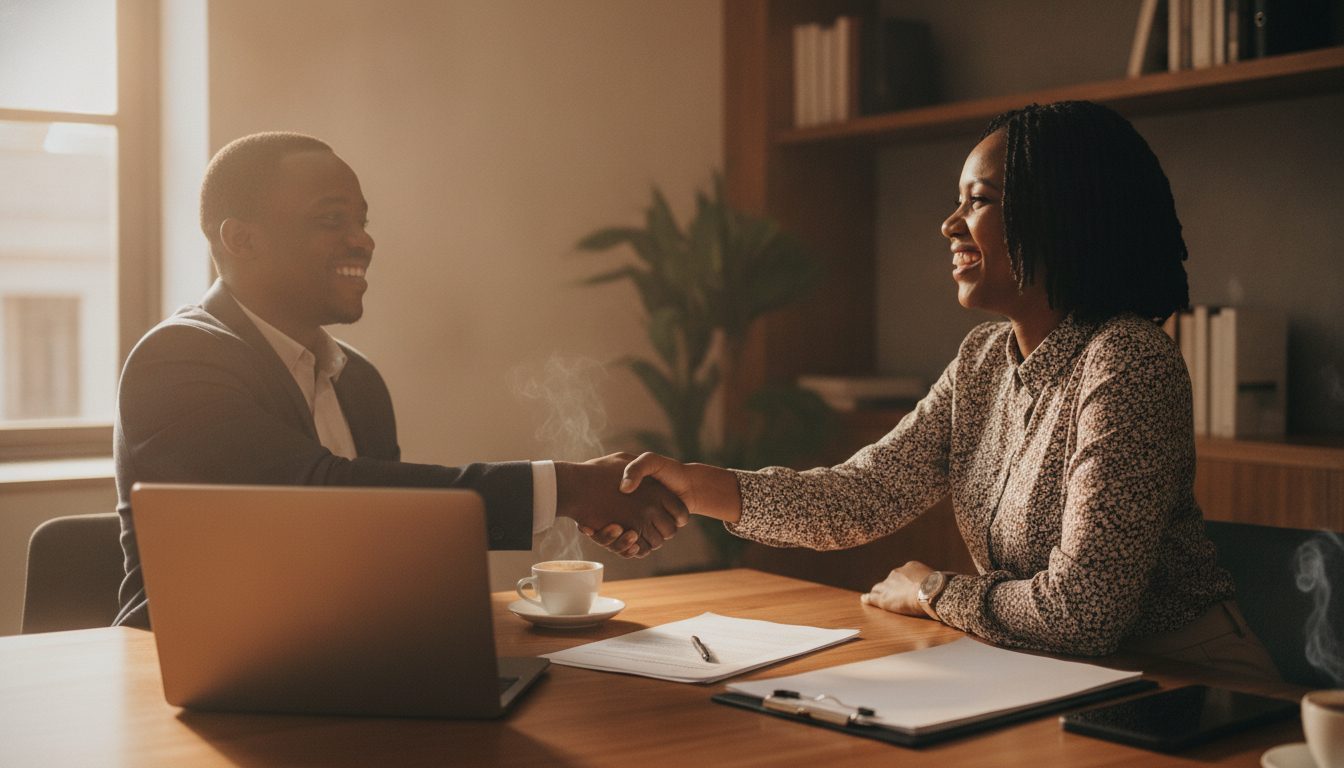 South African business owners celebrating a won contract